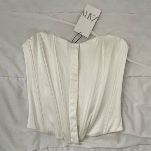 NWT Zara Satin White Corset Top